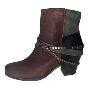 Tamaris Tora Fleece Lined Studded Ankle Boots Block Color Nubuck Leather Size 40